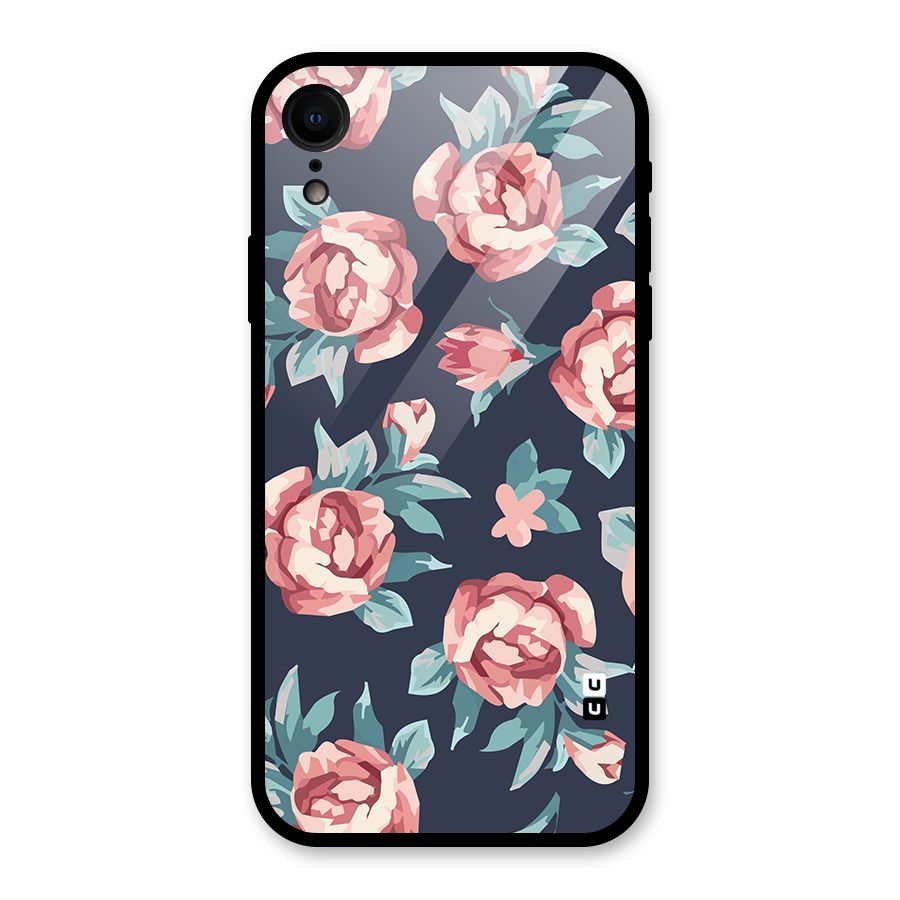 Flowers Painting Glass Back Case for iPhone XR