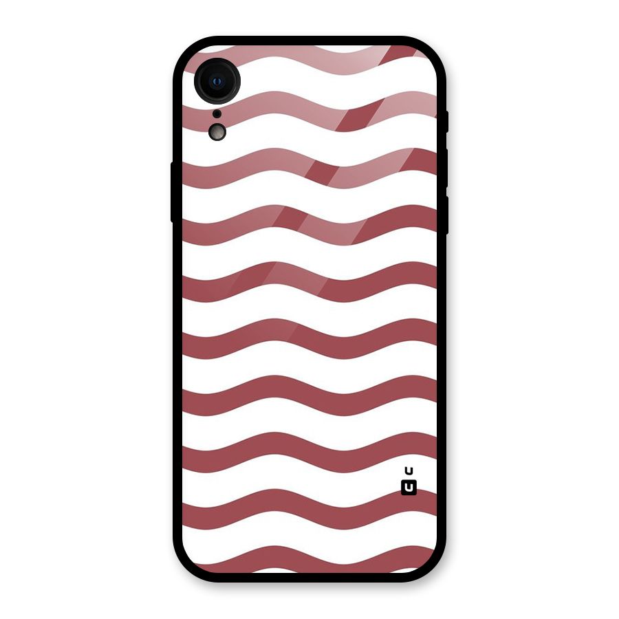 Flowing Stripes Red White Glass Back Case for iPhone XR