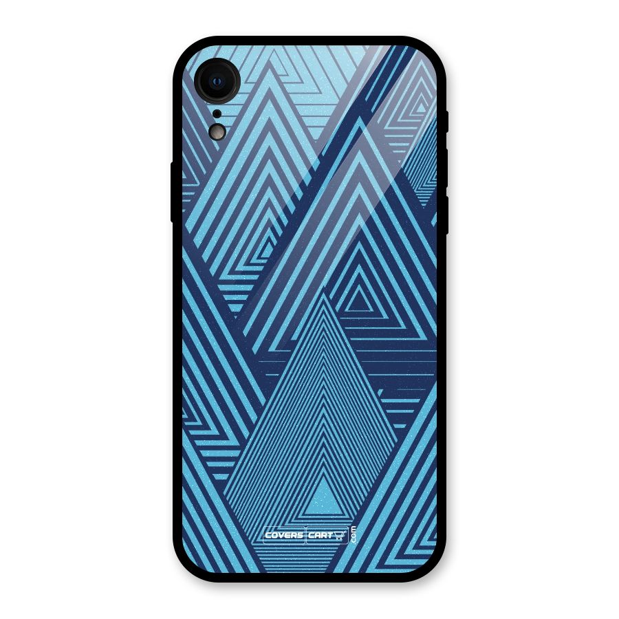 Geometric Blue Print Glass Back Case for iPhone XR