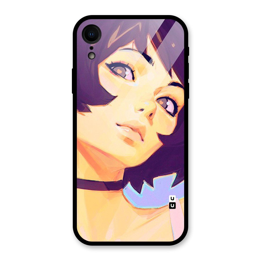 Girl Face Art Glass Back Case for iPhone XR