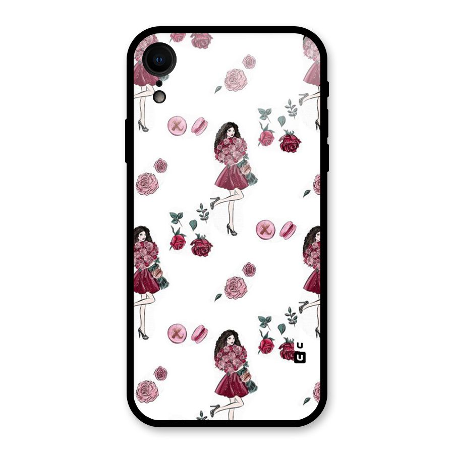 Girl With Flowers Glass Back Case for iPhone XR
