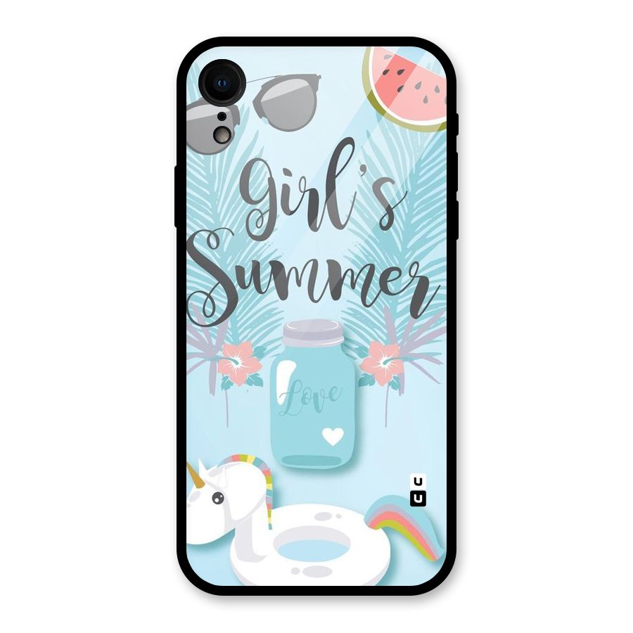 Girls Summer Glass Back Case for iPhone XR