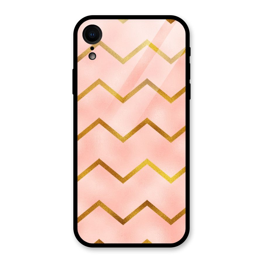 Gold Pink Pattern Glass Back Case for iPhone XR