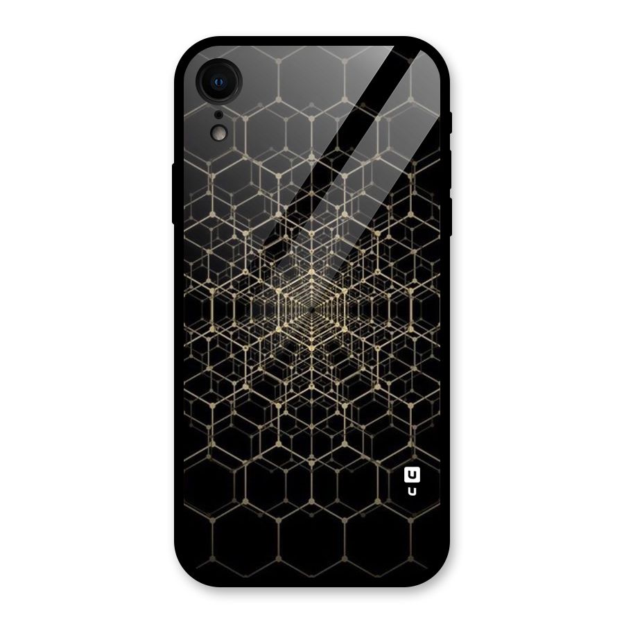 Gold Web Glass Back Case for iPhone XR