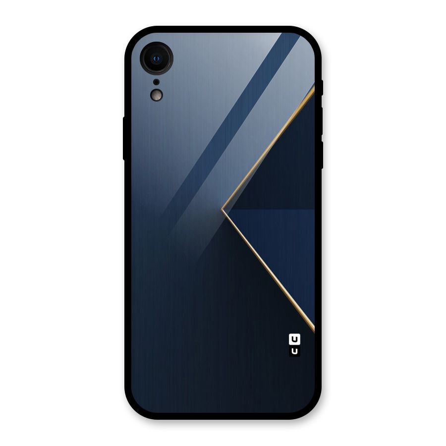 Golden Blue Triangle Glass Back Case for iPhone XR