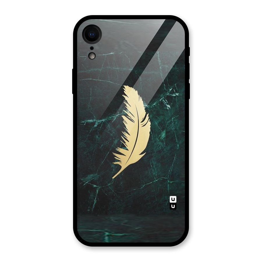Golden Feather Glass Back Case for iPhone XR