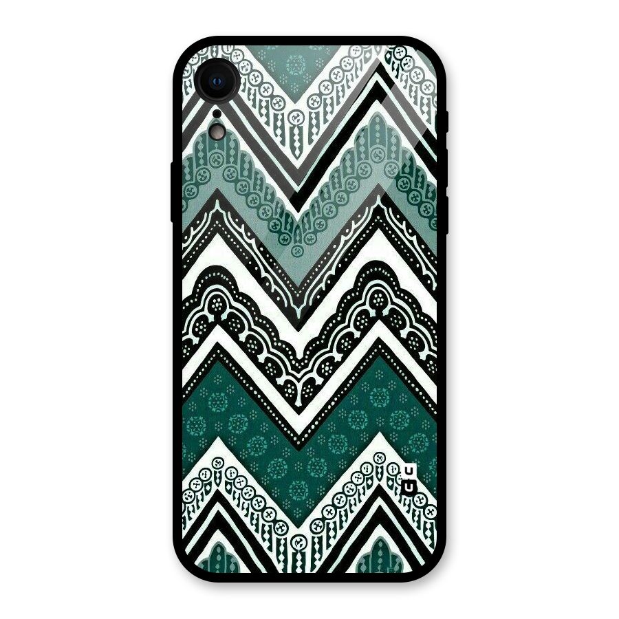 Green Chevron Glass Back Case for iPhone XR