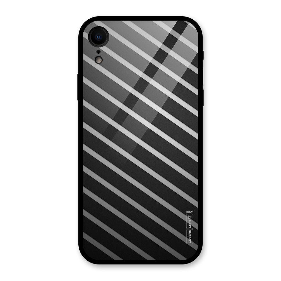 Grey And Black Stripes Glass Back Case for iPhone XR