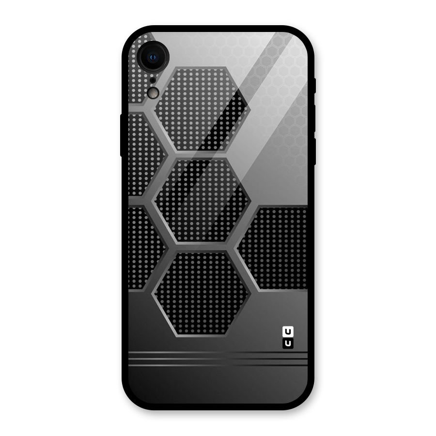 Grey Black Hexa Glass Back Case for iPhone XR