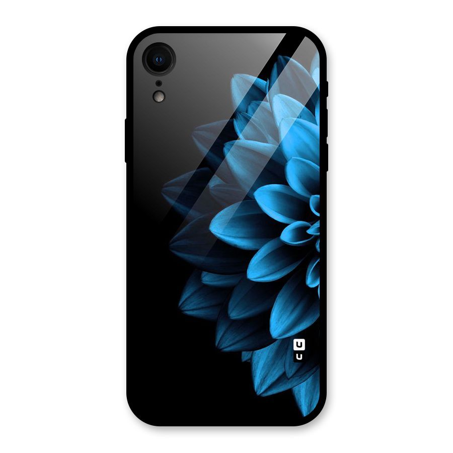 Half Blue Flower Glass Back Case for iPhone XR