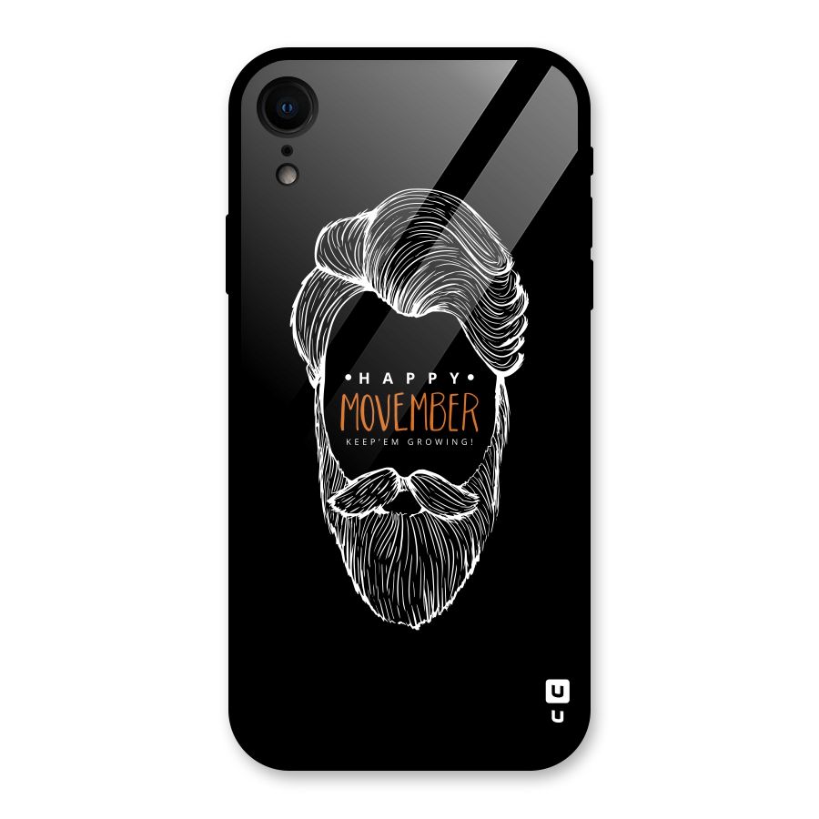 Happy Movember Black Glass Back Case for iPhone XR