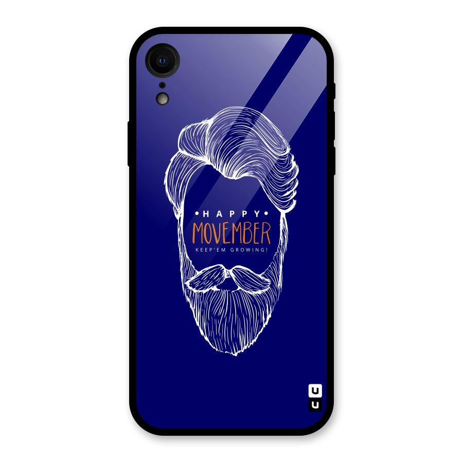 Happy Movember Blue Glass Back Case for iPhone XR