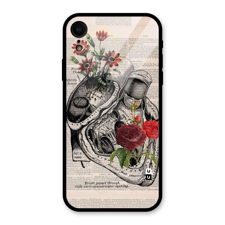 Heart Newspaper Glass Back Case for iPhone XR