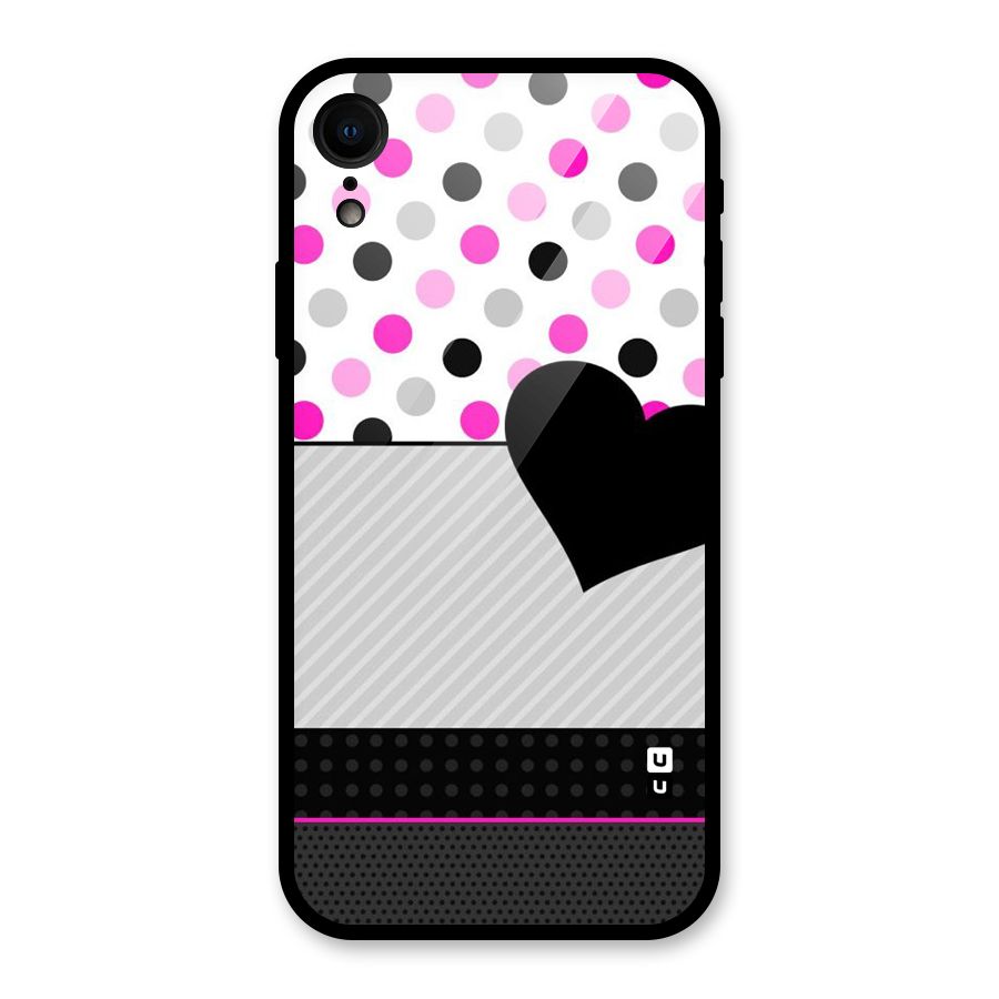 Heart Polka Stripes Glass Back Case for iPhone XR