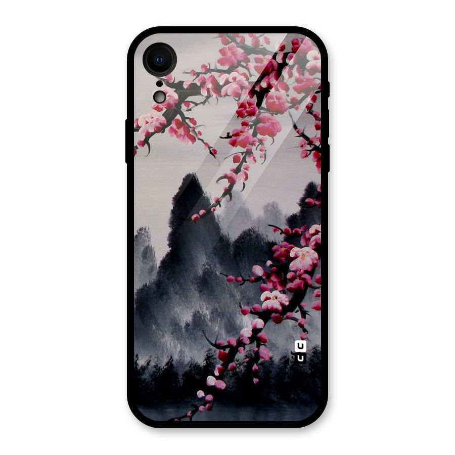 Hills And Blossoms Glass Back Case for iPhone XR