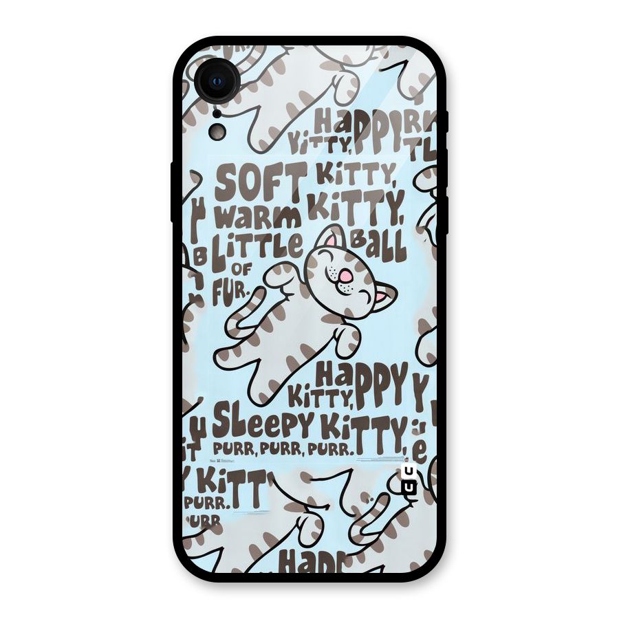 Kitty Pattern Glass Back Case for iPhone XR