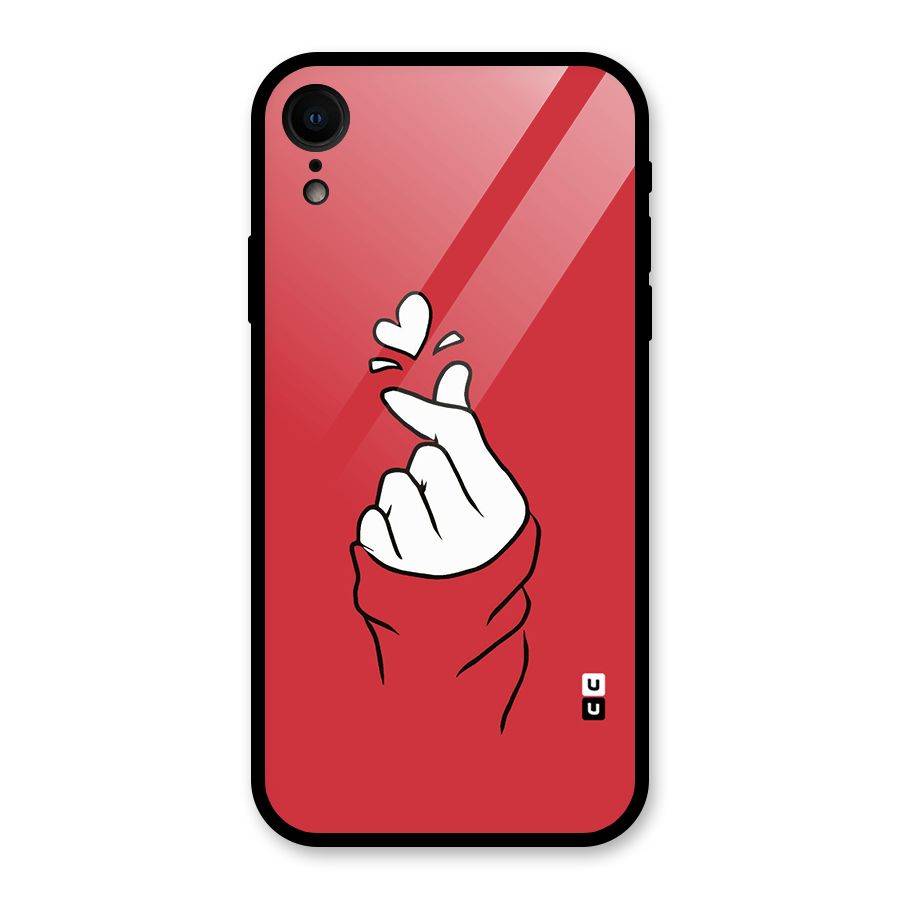 Korean Love Sign Glass Back Case for iPhone XR