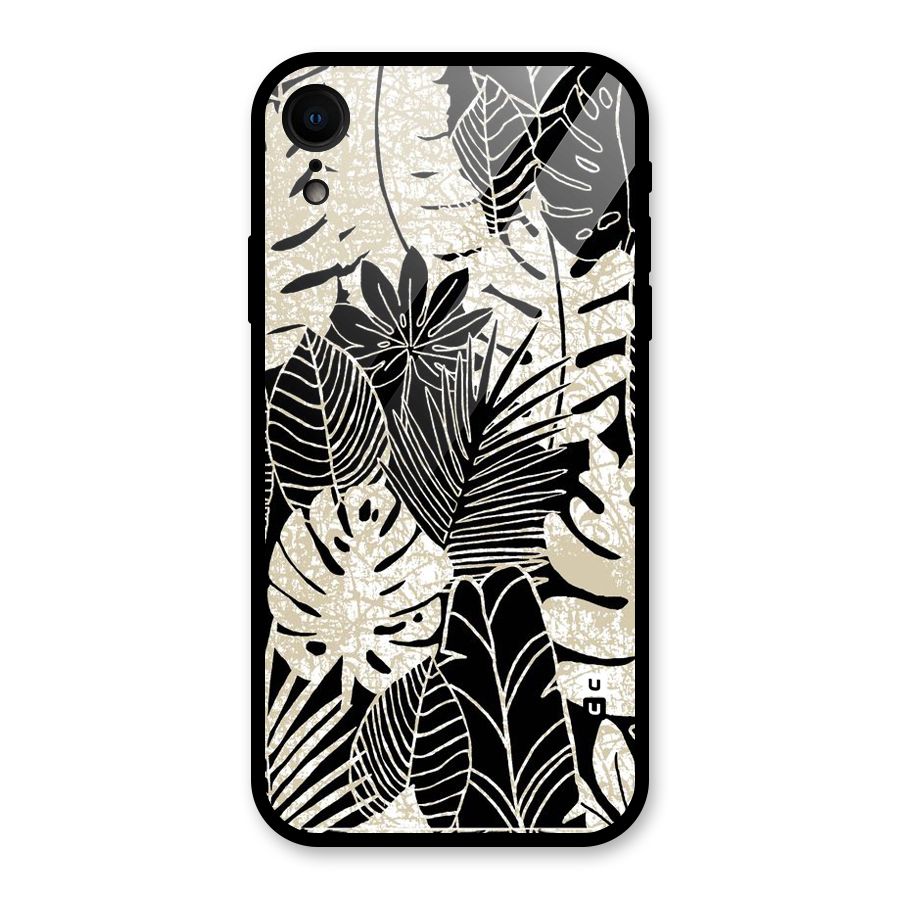 Leaf Pattern Glass Back Case for iPhone XR