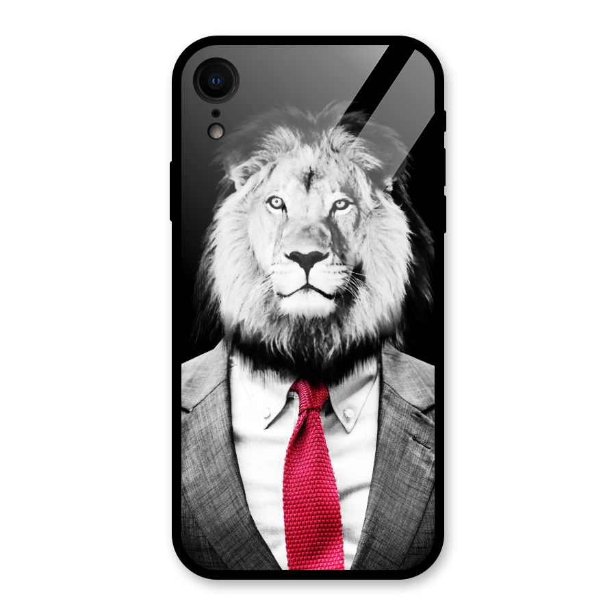 Lion with Red Tie Glass Back Case for iPhone XR