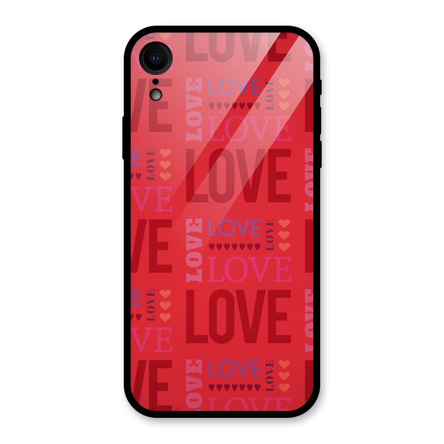 Love Pattern Glass Back Case for iPhone XR