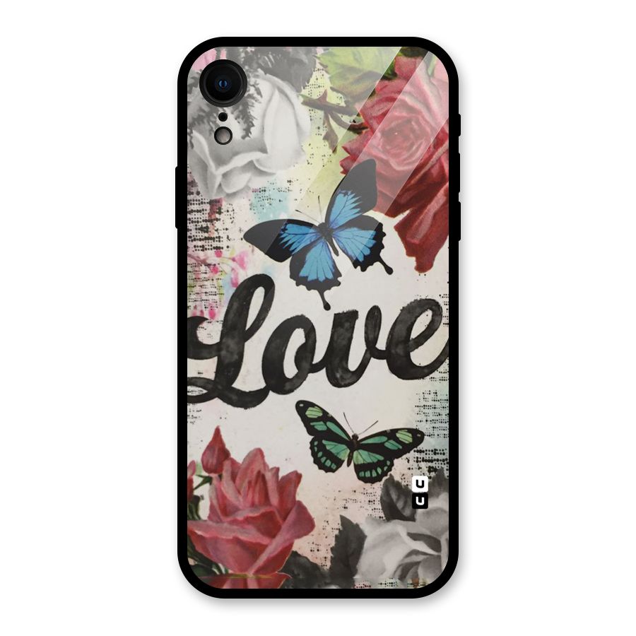 Lovely Butterfly Love Glass Back Case for iPhone XR