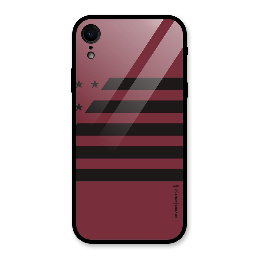 Maroon Star Striped Glass Back Case for iPhone XR