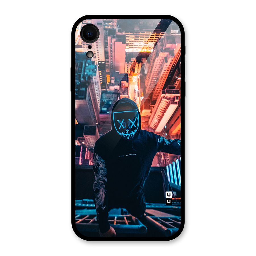 Mask Guy Climbing Building Glass Back Case for iPhone XR
