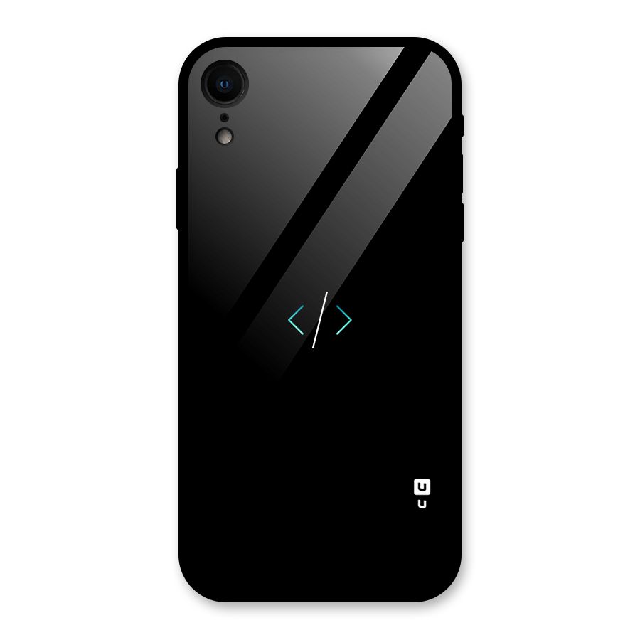 Minimal Dark Coding Glass Back Case for iPhone XR