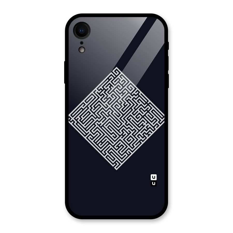 Minimal Maze Pattern Glass Back Case for iPhone XR