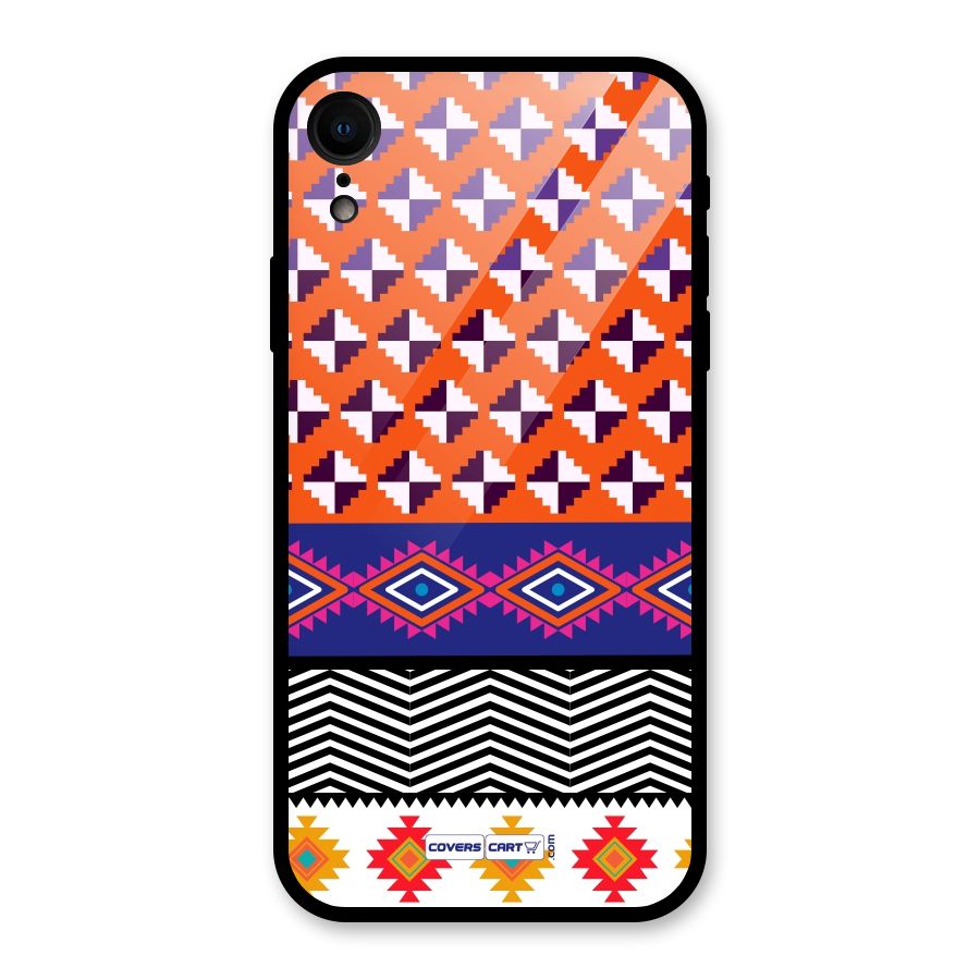 Mixed Pattern Aztec Glass Back Case for iPhone XR