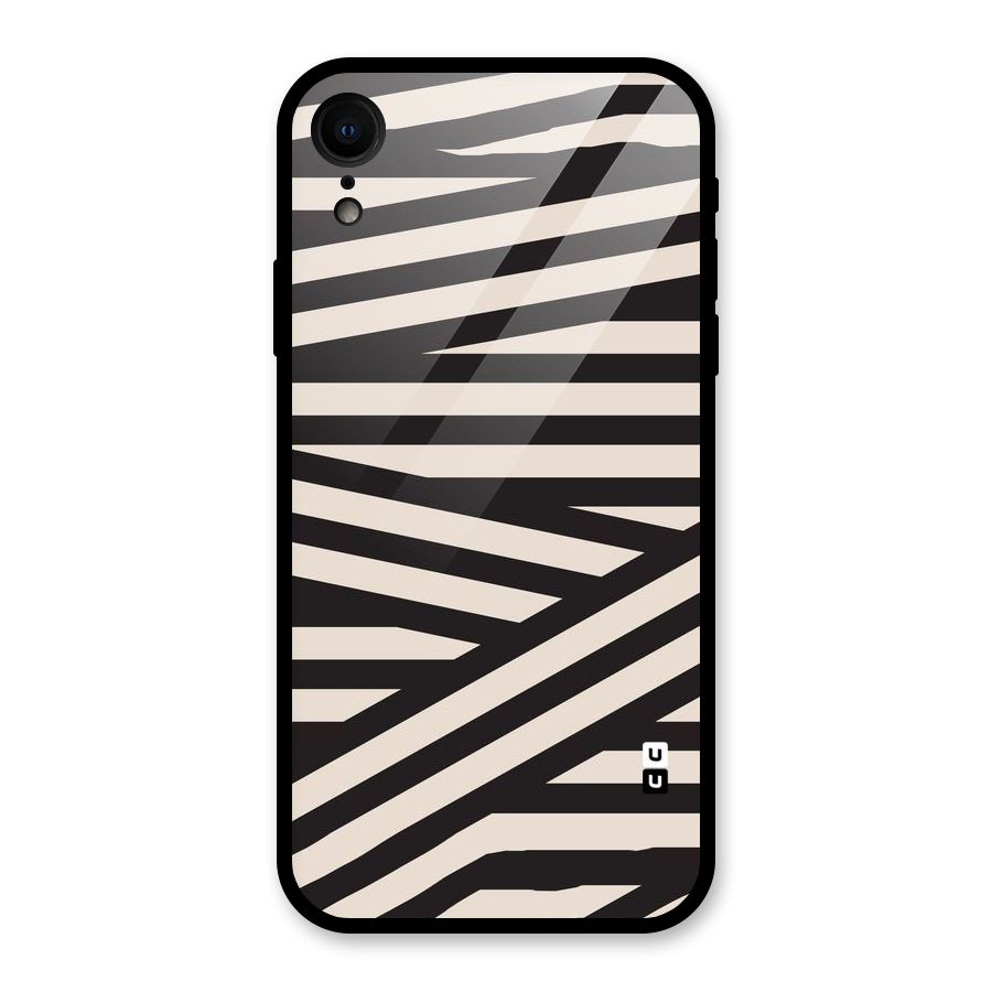 Monochrome Lines Glass Back Case for iPhone XR