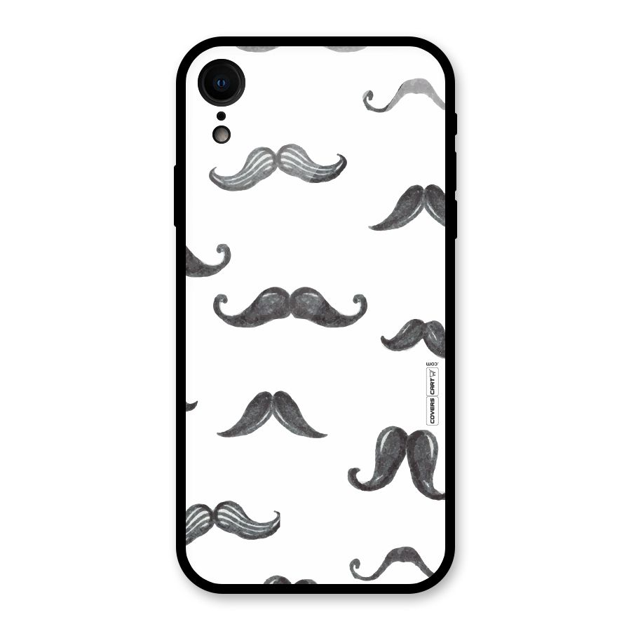 Moustache Pattern (Black) Glass Back Case for iPhone XR