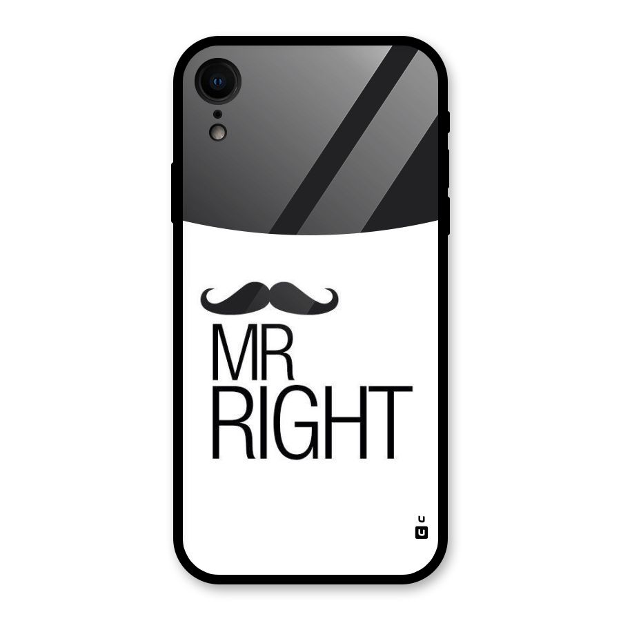Mr. Right Moustache Glass Back Case for iPhone XR