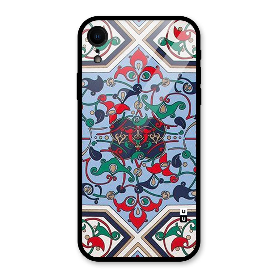 Multi Block Pattern Glass Back Case for iPhone XR