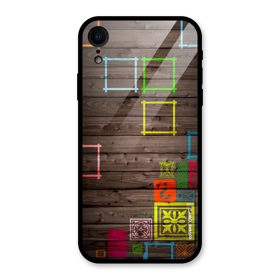 Multicolor Frame Design Glass Back Case for iPhone XR
