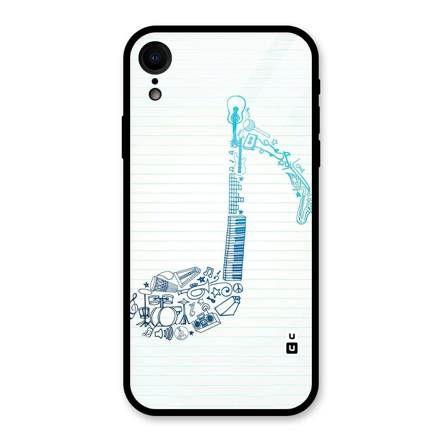 Music Note Design Glass Back Case for iPhone XR