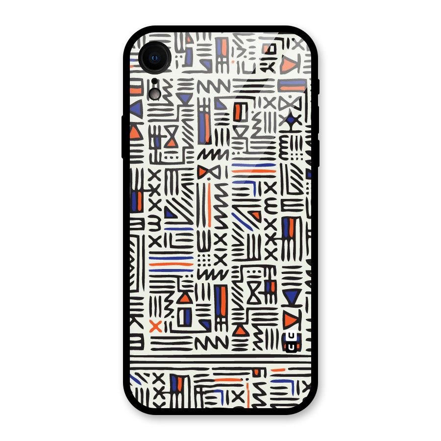 Orange Blue Number Glass Back Case for iPhone XR