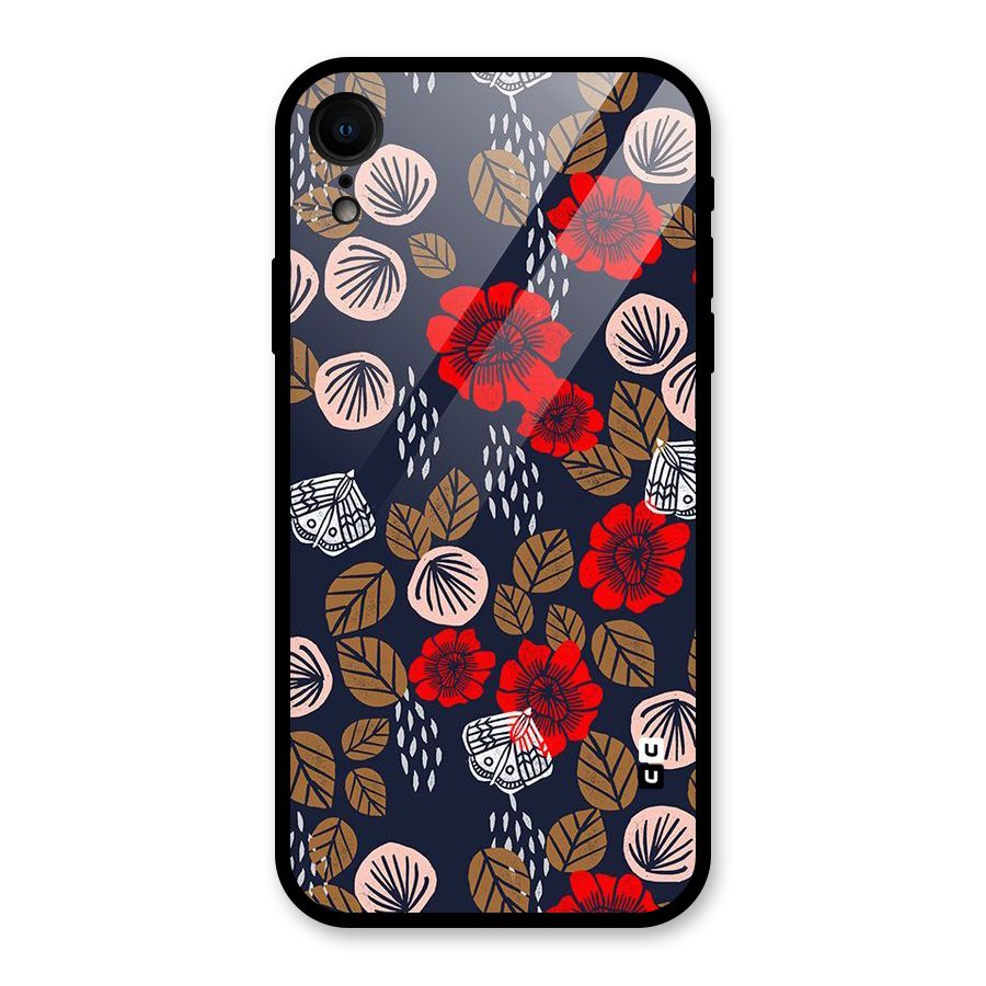 Orange Flora Glass Back Case for iPhone XR