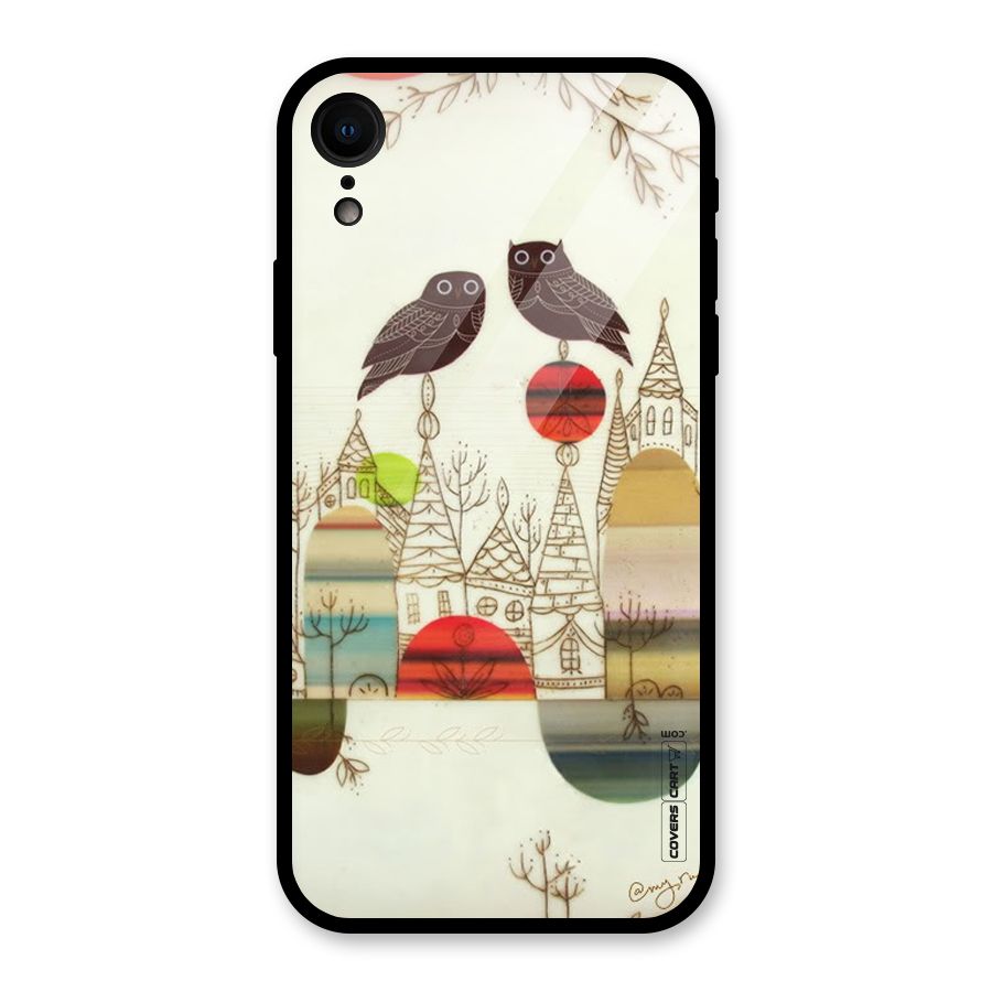 Owl Art Glass Back Case for iPhone XR