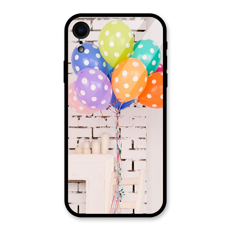 Party Balloons Glass Back Case for iPhone XR
