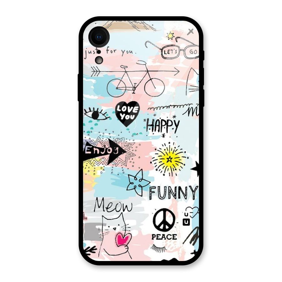 Peace And Funny Glass Back Case for iPhone XR