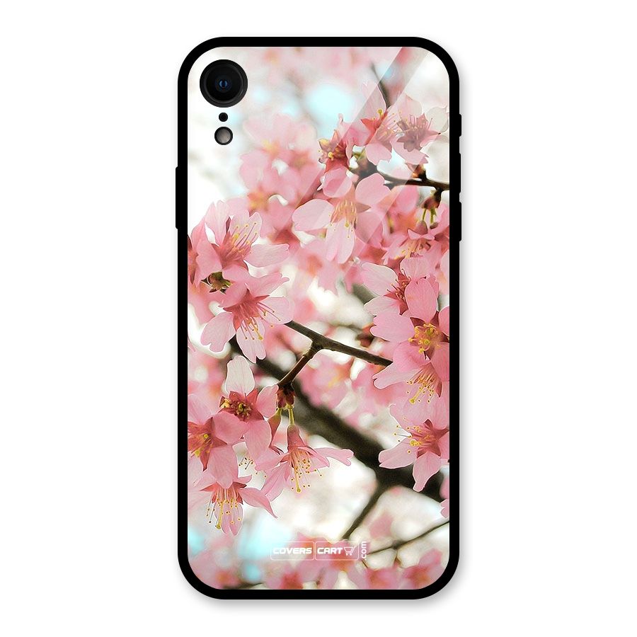 Peach Floral Glass Back Case for iPhone XR