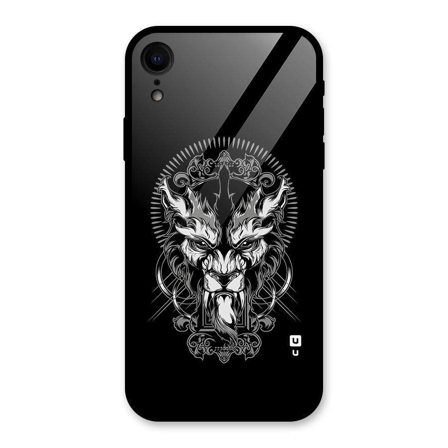 Pencil Art Lion Illustration Glass Back Case for iPhone XR