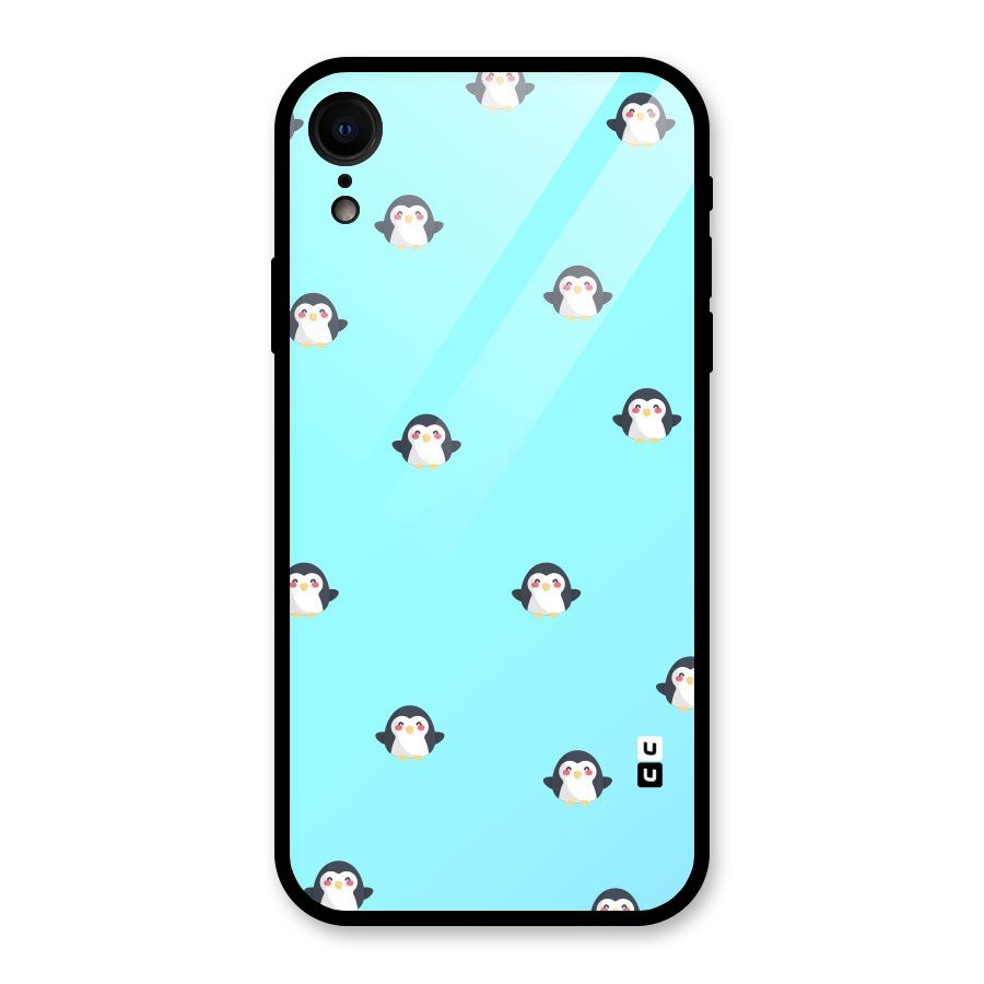 Penguins Pattern Print Glass Back Case for iPhone XR