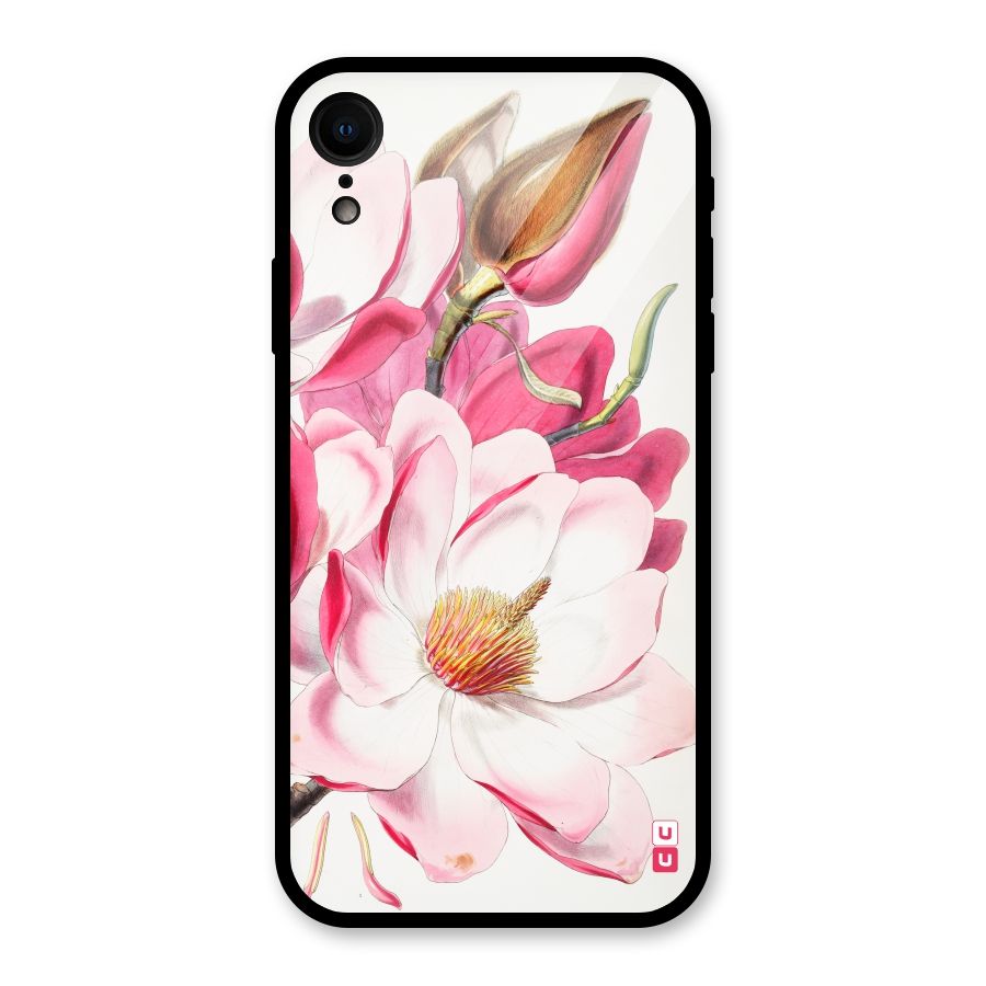 Pink Beautiful Flower Glass Back Case for iPhone XR
