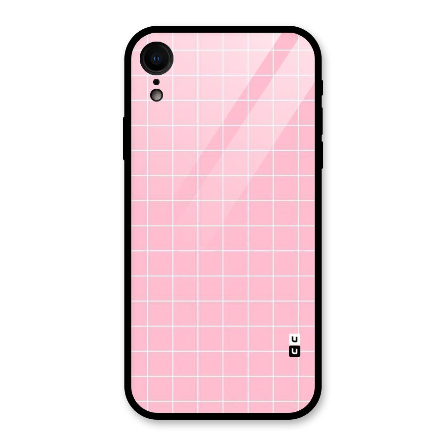 Pink Checks Glass Back Case for iPhone XR