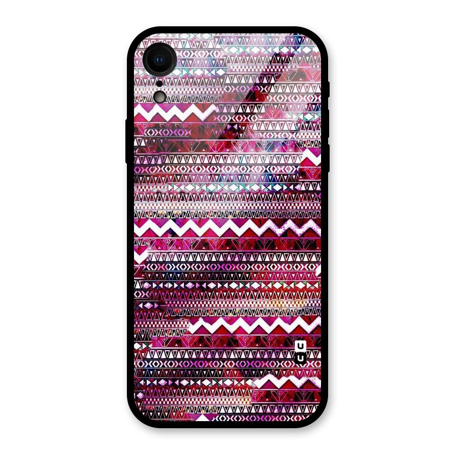 Pink Indie Pattern Glass Back Case for iPhone XR