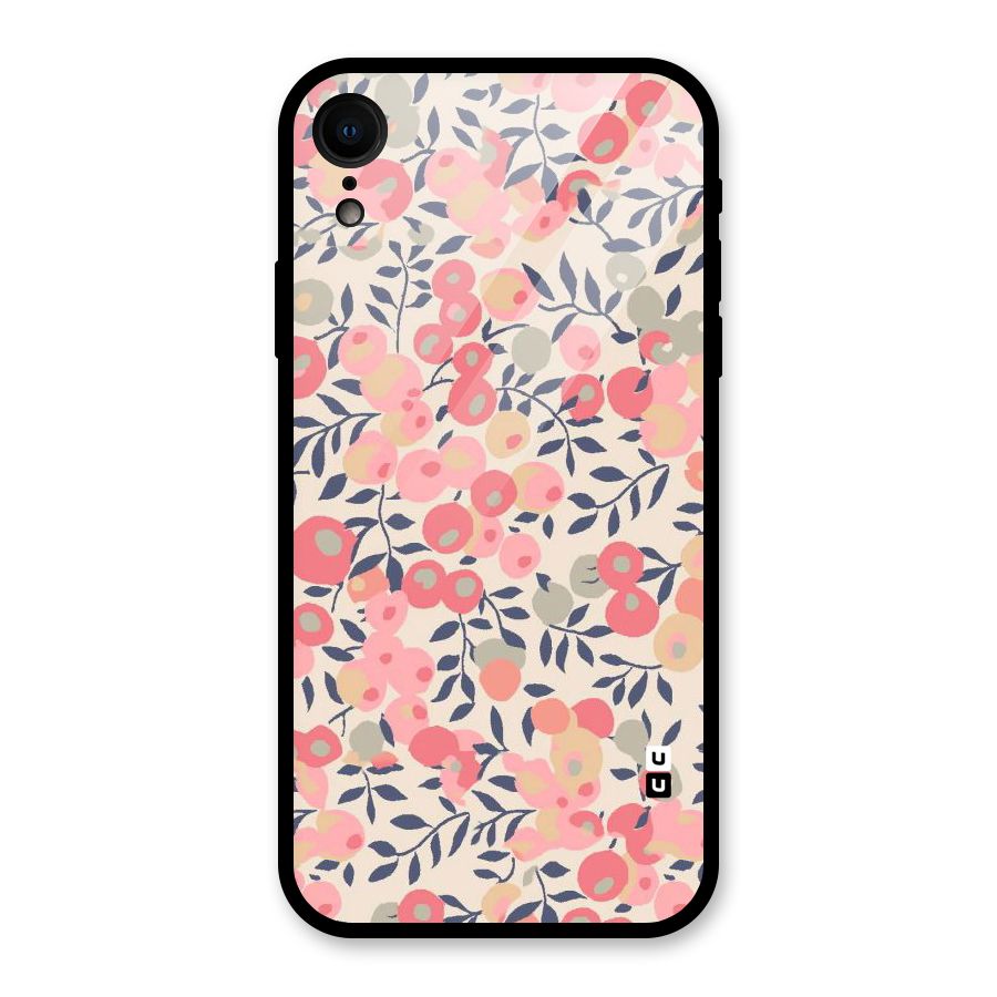 Pink Leaf Pattern Glass Back Case for iPhone XR