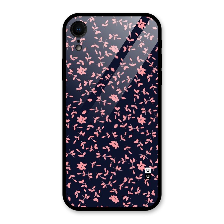 Pink Plant Design Glass Back Case for iPhone XR