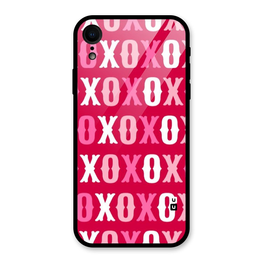 Pink White Xoxo Glass Back Case for iPhone XR